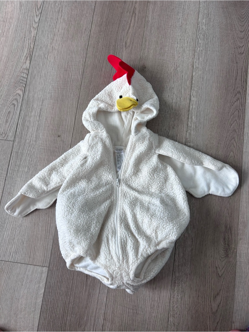 Carter's White Chick Hooded Romper with Red Comb and Yellow Beak